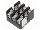 Fuse holder; cylindrical fuses; DIN; 60A; 300V; Poles: 3; black