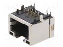 Socket; RJ45; PIN: 8; gold-plated; Layout: 8p8c; on PCBs; THT