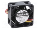Axial Fan, 12 V, DC, 40 mm, 20 mm, 7.4 cu.ft/min, 0.21 m³/min