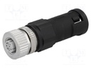 Plug; M12; PIN: 4; female; D code-Ethernet; for cable; IP67; 250V; 4A