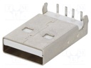 Plug; USB A; on PCBs; THT; PIN: 4; angled 90°; USB 2.0; gold-plated