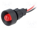 Indicator: LED; recessed; 220VDC; Cutout: Ø13mm; IP40; 300mm leads