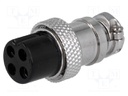 Plug; microphone; female; PIN: 4; for cable; straight