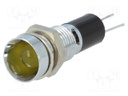 Indicator: LED; recessed; 12VDC; Cutout: Ø8mm; for PCB; brass