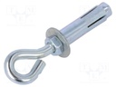 Hook; ring,with a anchor; steel; zinc; Thread len: 72mm