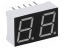 Display: LED; 7-segment; 10mm; 0.39"; No.char: 2; green; 5mcd; anode