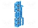 Splice terminal: rail; 1.5mm2; ways: 1; terminals: 4; blue; wemid