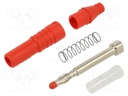 Plug; 4mm banana; 32A; 30VAC; 60VDC; red; insulated; 2.5mm2; 69mm