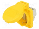 Connector: AC supply; socket; 2P+PE; 250VAC; 16A; yellow; PIN: 3