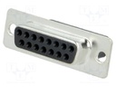 D-Sub; PIN: 15; plug; female; w/o contacts; for cable; 250V; black