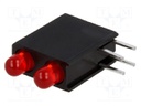 LED; in housing; red; 3mm; No.of diodes: 2; 20mA; Lens: diffused,red