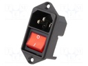 Connector: AC supply; socket; male; 10A; 250VAC; IEC 60320