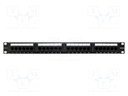 Patch panel; black; Number of ports: 24; Cat: 5e; RJ45 socket x24