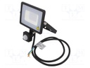 Lamp: LED flood light; 4000K; IP65; Body: black; 20W; Len: 1m; 1600lm