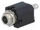 Socket; Jack 6,35mm; female; stereo; straight; for panel mounting