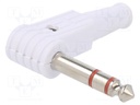 Plug; Jack 6,35mm; male; stereo; angled 90°; for cable; soldering