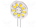 LED lamp; warm white; G4; 12VDC; 12VAC; 120lm; 1.5W; 140°