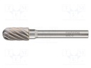 Rotary burr; Ø: 8mm; L: 65mm; metal; Working part len: 20mm; rod 6mm