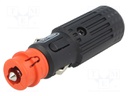 Cigarette lighter plug; 16A; Sup.volt: 12÷24VDC; 12V/1x15A; black