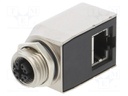 Adapter; M12 female,RJ45 socket; X code-ProfiNET; PIN: 8; Cat: 6a