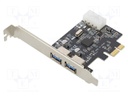 PC extension card: PCIe; USB A socket x2; chipset NEC D720200F1