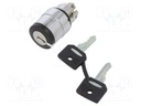 Switch: rotary with key; Stabl.pos: 2; 22mm; black; Illumin: none