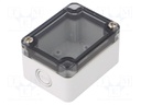 Enclosure: multipurpose; X: 50mm; Y: 65mm; Z: 35mm; TK PC; grey; IP66