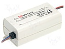 Power supply: switched-mode; LED; 12W; 24VDC; 0.5A; 90÷264VAC; IP42