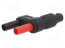 Plug; adapter; banana 4mm plug x2,BNC female; black; insulated