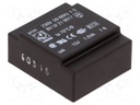 Transformer: encapsulated; 1VA; 230VAC; 15V; 67mA; Mounting: PCB
