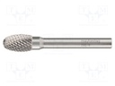 Rotary burr; Ø: 10mm; L: 61mm; metal; Working part len: 16mm