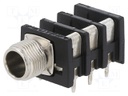 Socket; Jack 6,35mm; female; stereo; angled 90°; THT