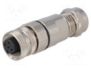 Plug; M12; PIN: 5; female; B code-Profibus; for cable; soldered