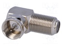 Coupler; F socket,F plug; angled 90°; 75Ω; polypropylene; 1GHz