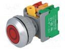 Switch: push-button; Stabl.pos: 2; NC + NO; 30mm; red; IP65; Pos: 2