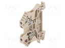Splice terminal: rail; 2.5mm2; ways: 1; terminals: 3; beige; TS35