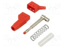 Plug; 4mm banana; 19A; 600V; red; 1mm2; on cable