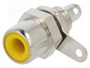 Socket; RCA; female; straight; soldering; brass; nickel plated