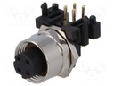 Socket; M12; PIN: 4; female; D code-Ethernet; THT; IP65/IP67; 250V