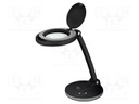 Desktop magnifier with backlight; 3dpt; Ø100mm; 6W; Plug: EU