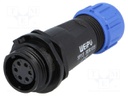 Plug; female; SP13; PIN: 6; IP68; 4÷6.5mm; 5A; soldering; for cable