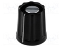 Knob; with pointer; plastic; Shaft d: 3mm; Ø11.8x13mm; black