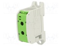 Splice terminal: rail; STB; 95mm2; ways: 1; terminals: 2; green; TS35