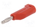 Plug; 4mm banana; 32A; 33VAC; 70VDC; red; Max.wire diam: 4mm