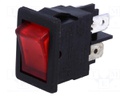 ROCKER; DPST; Pos: 2; OFF-ON; 10A/250VAC; 10A/28VDC; red; Body: black