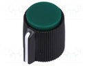 Knob; with pointer; plastic; Shaft d: 6.35mm; Ø13x15mm; green