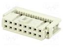 Plug; IDC; female; PIN: 16; for ribbon cable; 1.27mm; Layout: 2x8