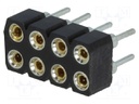 Socket; pin strips; female; PIN: 8; turned contacts; straight; THT