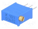 Trimpot, Multi Turn, Cermet, Side Adjust, 100 ohm, Through Hole, 25 Turns