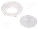 LED lens; round; Mat: PMMA plexiglass; transparent; Colour: white